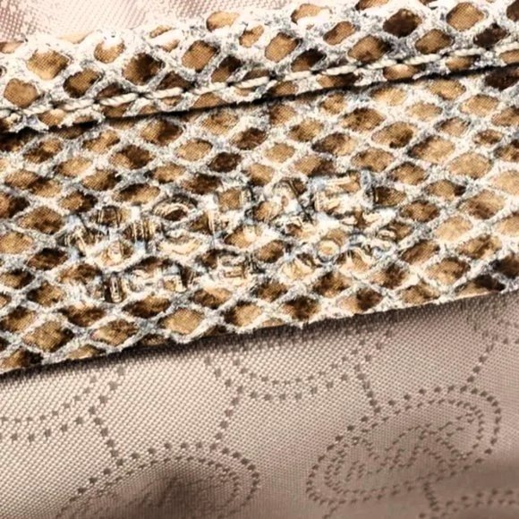 Authentic Michael Kors Beige Python Effect Leather/Suede Bedford Hobo - Picture 4 of 15
